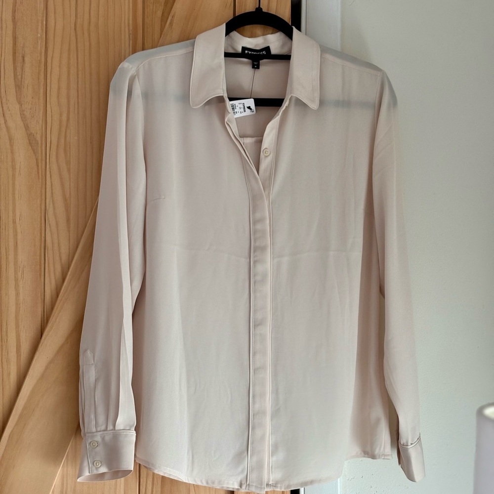 Cream Button-Up Blouse